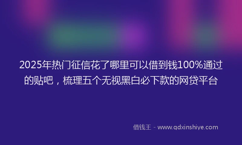 2025年热门征信花了哪里可以借到钱100%通过的贴吧，梳理五个无视黑白必下款的网贷平台
