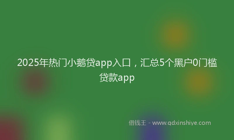 2025年热门小鹅贷app入口，汇总5个黑户0门槛贷款app