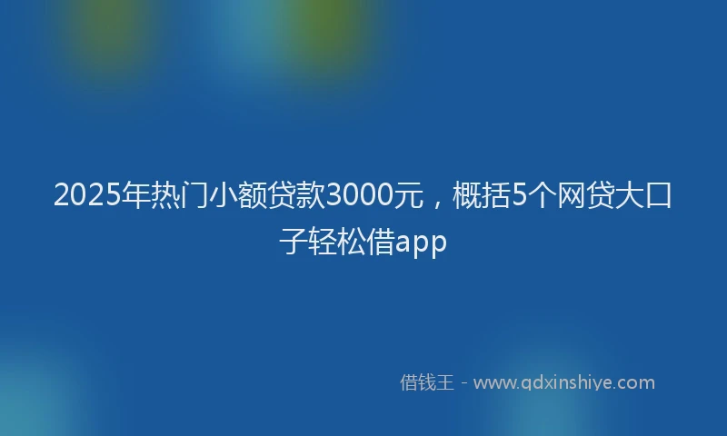 2025年热门小额贷款3000元,概括5个网贷大口子轻松借app
