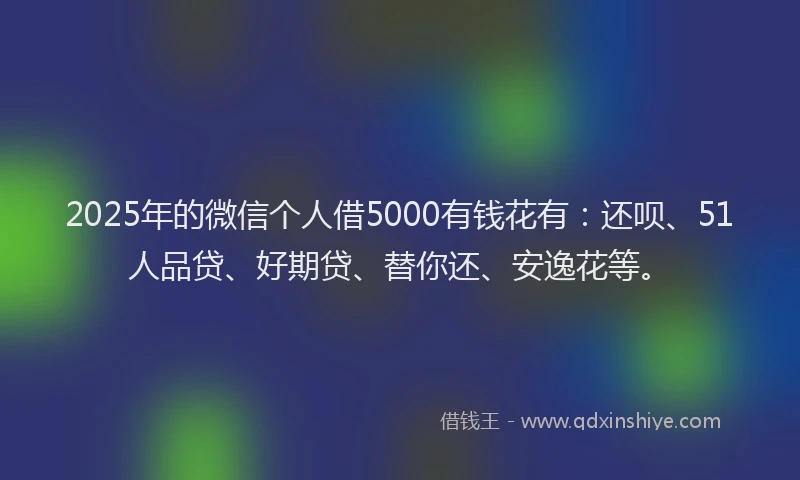 2025年的微信个人借5000有钱花有：还呗、51人品贷、好期贷、替你还、安逸花等。