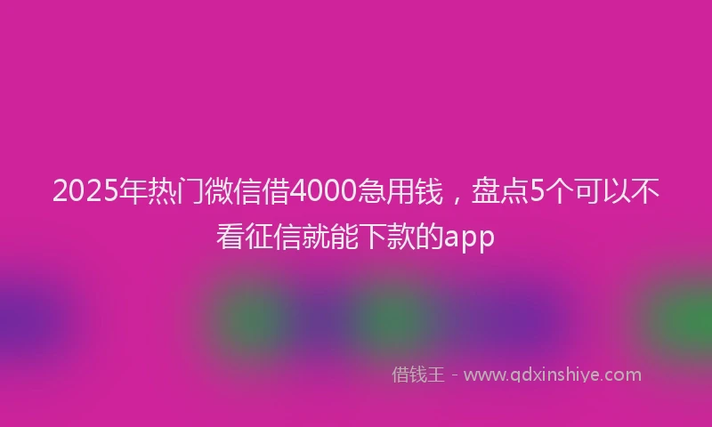 2025年热门微信借4000急用钱，盘点5个可以不看征信就能下款的app