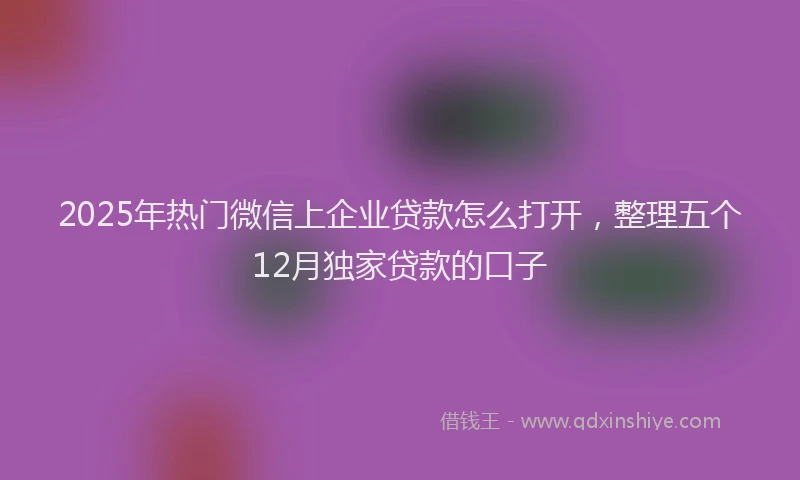 2025年热门微信上企业贷款怎么打开，整理五个12月独家贷款的口子
