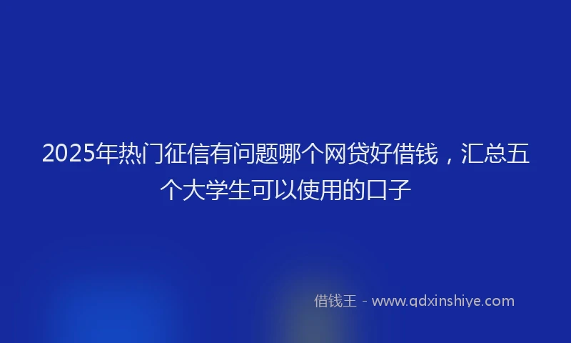 2025年热门征信有问题哪个网贷好借钱，汇总五个大学生可以使用的口子