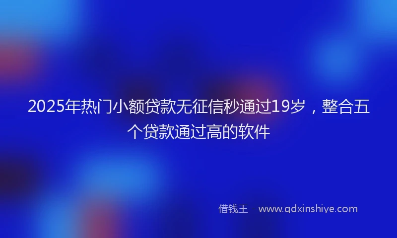 2025年热门小额贷款无征信秒通过19岁，整合五个贷款通过高的软件