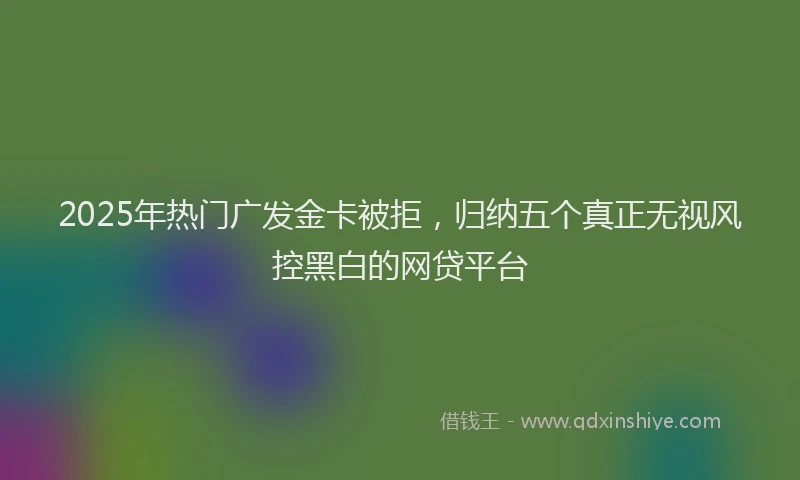 2025年热门广发金卡被拒,归纳五个真正无视风控黑白的网贷平台