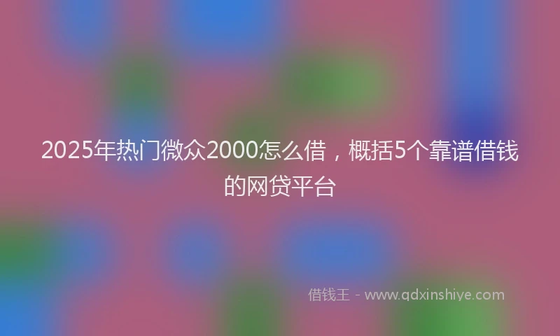 2025年热门微众2000怎么借，概括5个靠谱借钱的网贷平台