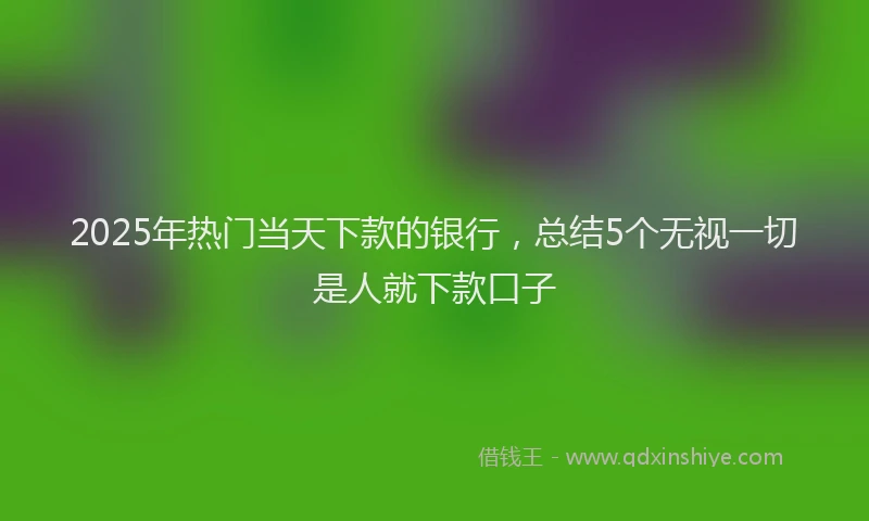 2025年热门当天下款的银行，总结5个无视一切是人就下款口子