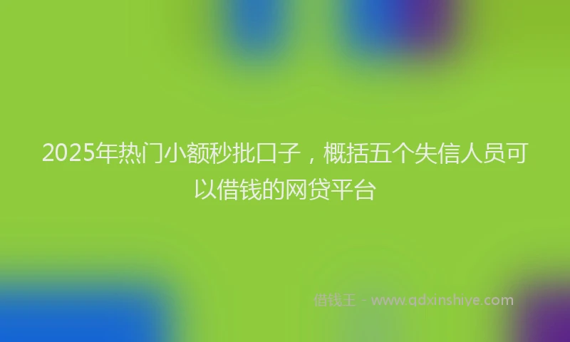 2025年热门小额秒批口子，概括五个失信人员可以借钱的网贷平台