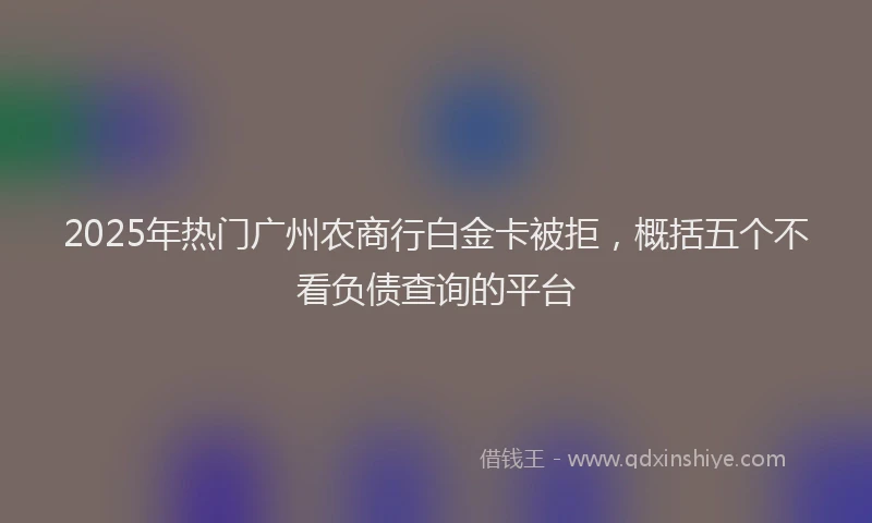 2025年热门广州农商行白金卡被拒，概括五个不看负债查询的平台