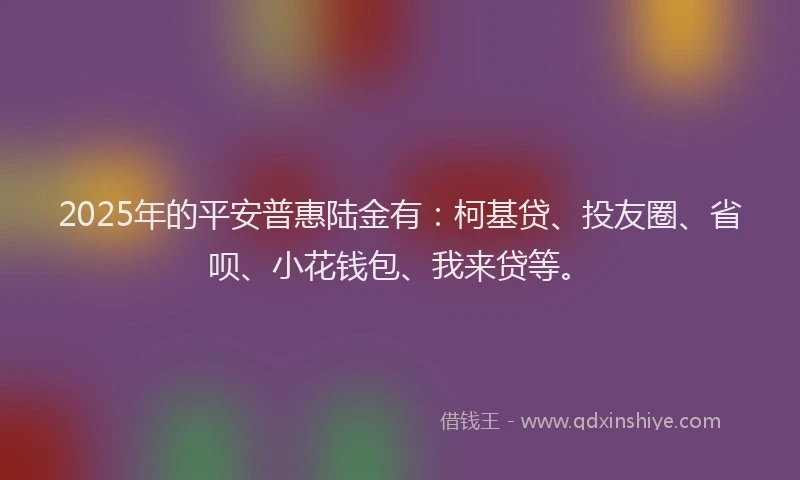 2025年的平安普惠陆金有：柯基贷、投友圈、省呗、小花钱包、我来贷等。