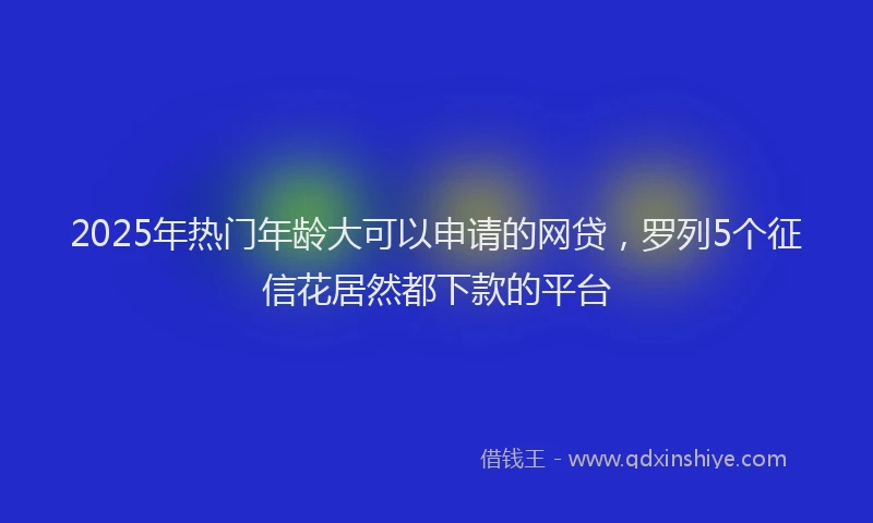 2025年热门年龄大可以申请的网贷，罗列5个征信花居然都下款的平台