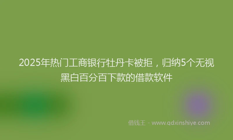 2025年热门工商银行牡丹卡被拒，归纳5个无视黑白百分百下款的借款软件