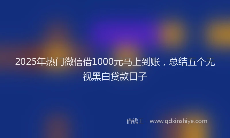 2025年热门微信借1000元马上到账，总结五个无视黑白贷款口子