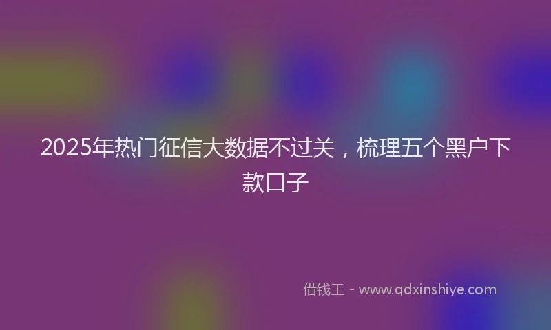 2025年热门征信大数据不过关，梳理五个黑户下款口子