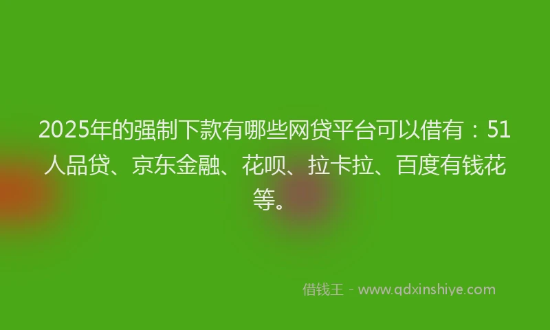 2025年的强制下款有哪些网贷平台可以借有：51人品贷、京东金融、花呗、拉卡拉、百度有钱花等。