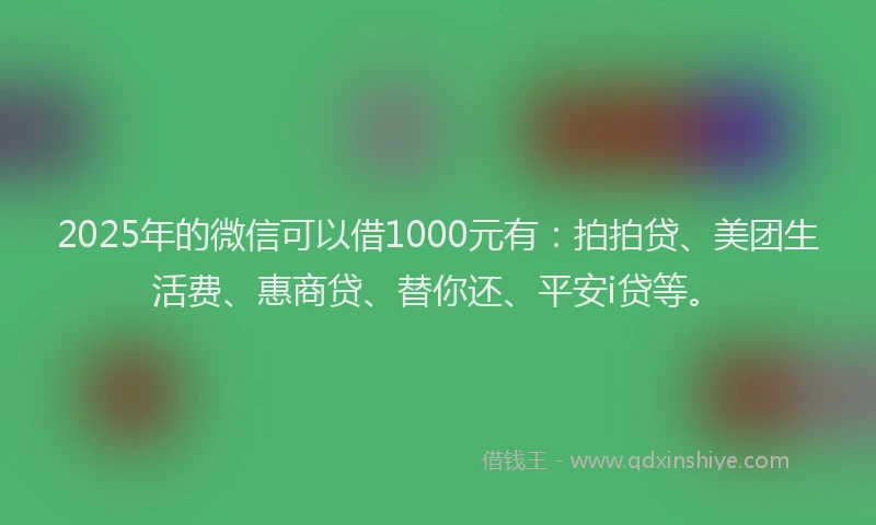 2025年的微信可以借1000元有：拍拍贷、美团生活费、惠商贷、替你还、平安i贷等。