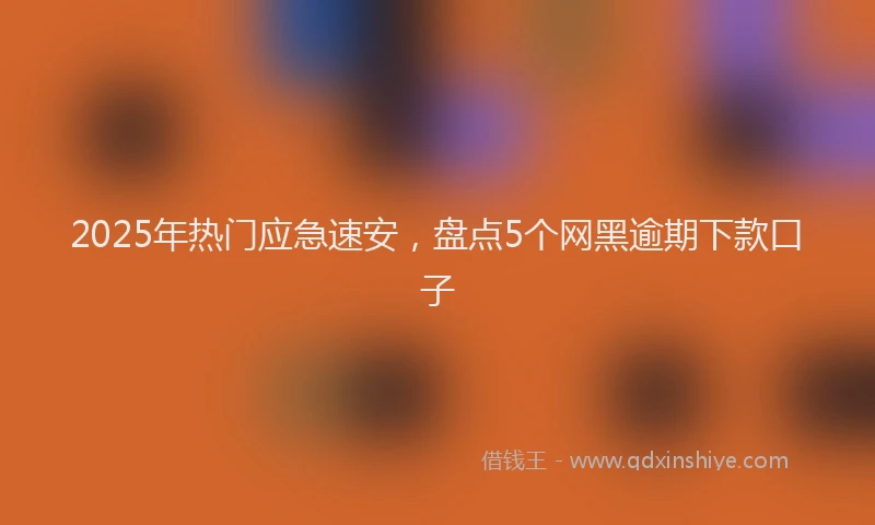 2025年热门应急速安，盘点5个网黑逾期下款口子