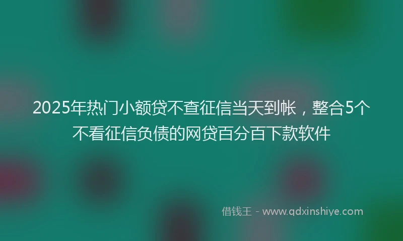 2025年热门小额贷不查征信当天到帐，整合5个不看征信负债的网贷百分百下款软件