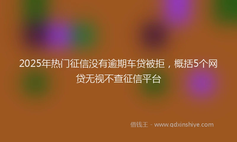 2025年热门征信没有逾期车贷被拒，概括5个网贷无视不查征信平台