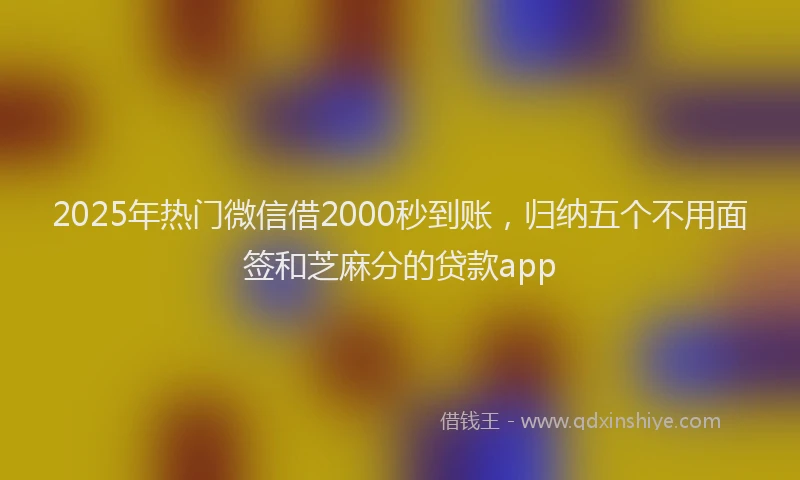 2025年热门微信借2000秒到账，归纳五个不用面签和芝麻分的贷款app