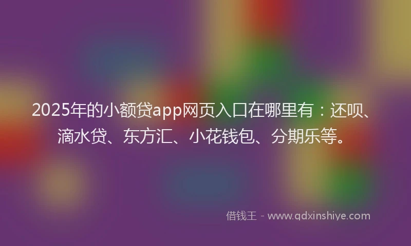2025年的小额贷app网页入口在哪里有：还呗、滴水贷、东方汇、小花钱包、分期乐等。