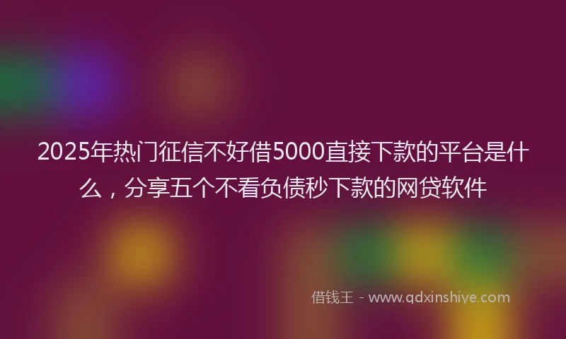 2025年热门征信不好借5000直接下款的平台是什么，分享五个不看负债秒下款的网贷软件