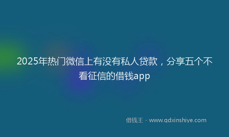 2025年热门微信上有没有私人贷款，分享五个不看征信的借钱app