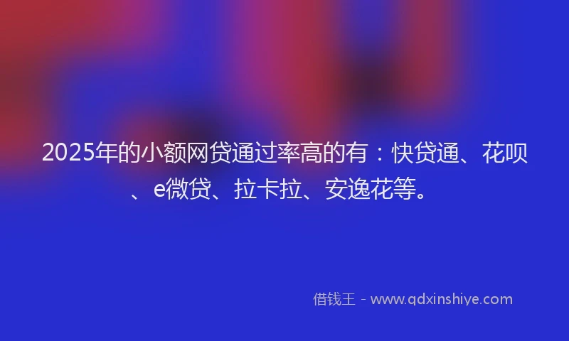 2025年的小额网贷通过率高的有：快贷通、花呗、e微贷、拉卡拉、安逸花等。