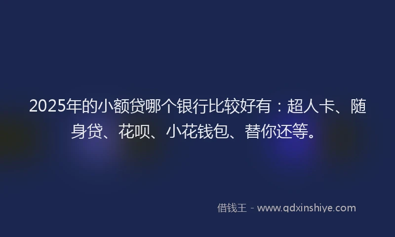 2025年的小额贷哪个银行比较好有：超人卡、随身贷、花呗、小花钱包、替你还等。