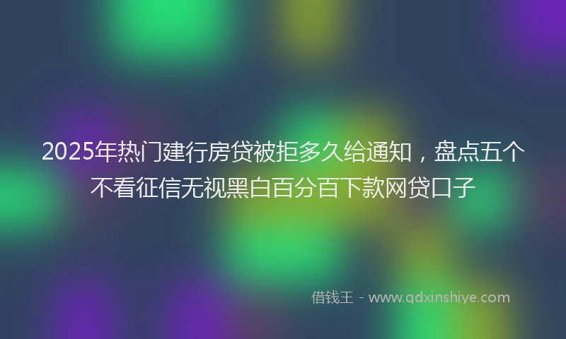 2025年热门建行房贷被拒多久给通知，盘点五个不看征信无视黑白百分百下款网贷口子