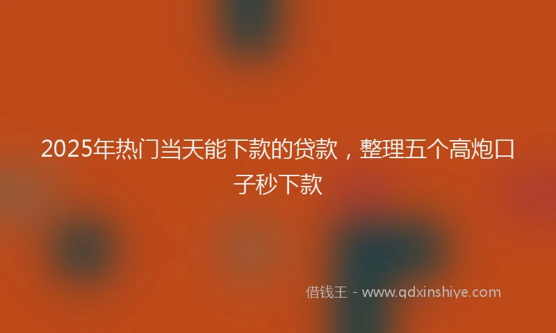 2025年热门当天能下款的贷款，整理五个高炮口子秒下款