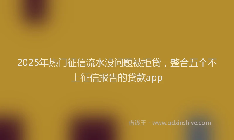 2025年热门征信流水没问题被拒贷，整合五个不上征信报告的贷款app