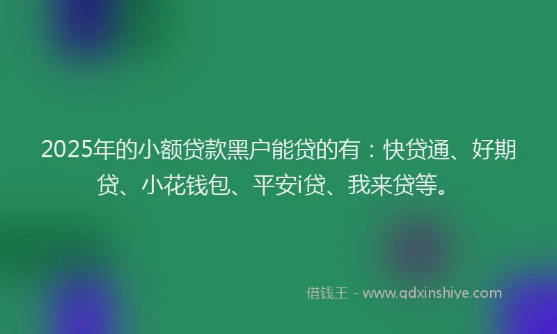 2025年的小额贷款黑户能贷的有：快贷通、好期贷、小花钱包、平安i贷、我来贷等。