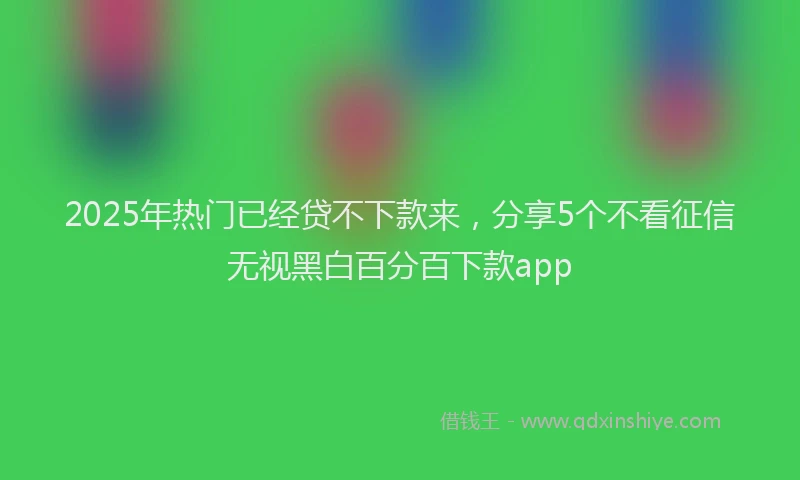 2025年热门已经贷不下款来，分享5个不看征信无视黑白百分百下款app