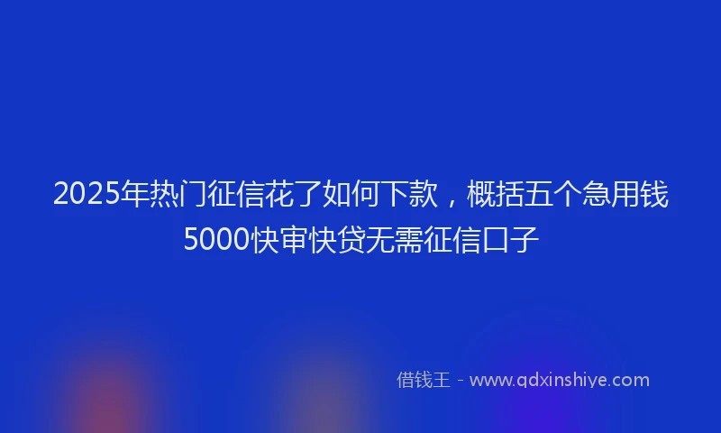 2025年热门征信花了如何下款，概括五个急用钱5000快审快贷无需征信口子