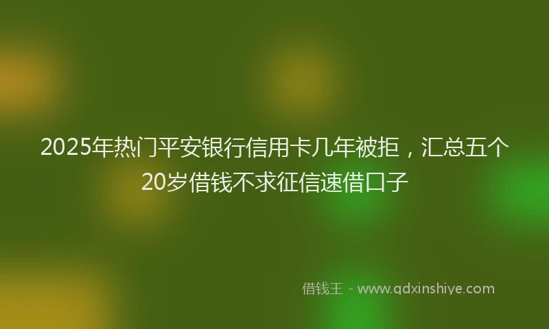2025年热门平安银行信用卡几年被拒，汇总五个20岁借钱不求征信速借口子