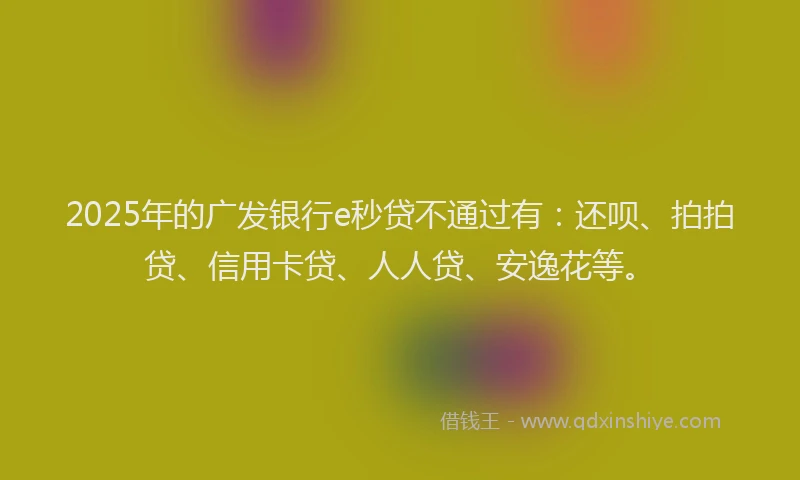 2025年的广发银行e秒贷不通过有：还呗、拍拍贷、信用卡贷、人人贷、安逸花等。