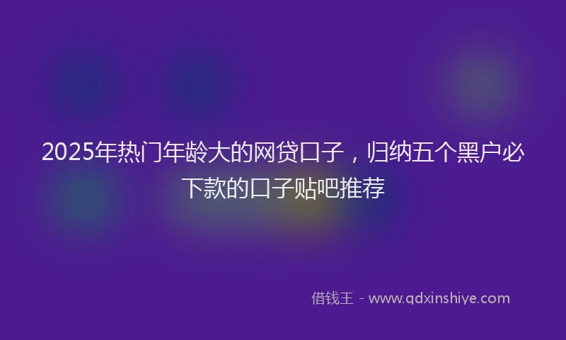 2025年热门年龄大的网贷口子，归纳五个黑户必下款的口子贴吧推荐