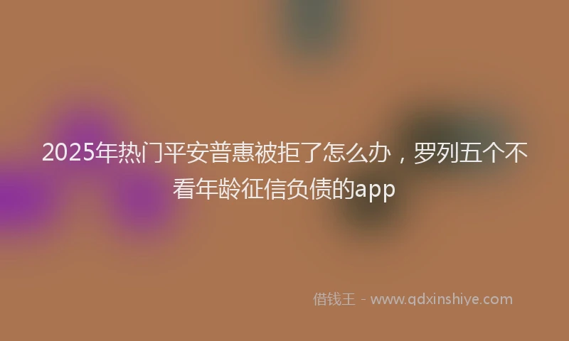 2025年热门平安普惠被拒了怎么办，罗列五个不看年龄征信负债的app