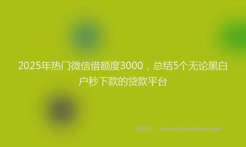2025年热门微信借额度3000，总结5个无论黑白户秒下款的贷款平台