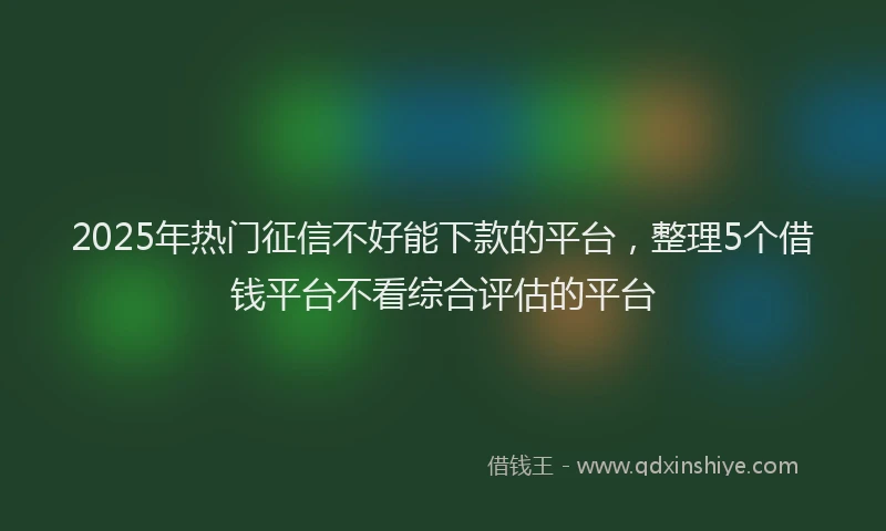 2025年热门征信不好能下款的平台，整理5个借钱平台不看综合评估的平台