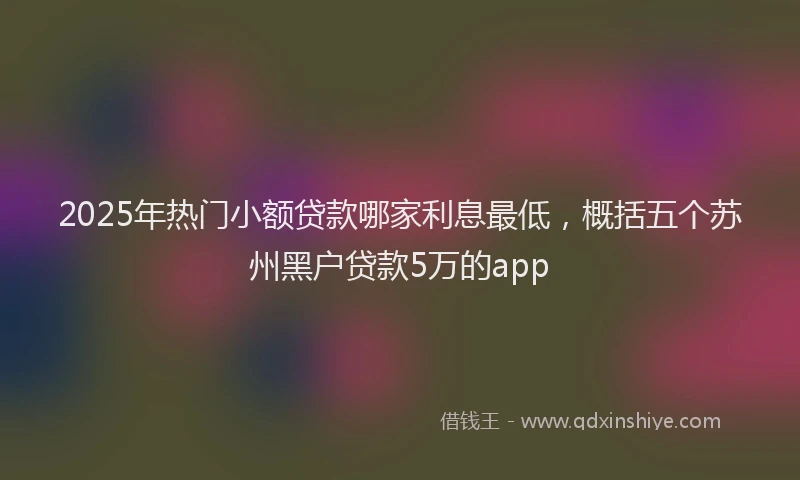 2025年热门小额贷款哪家利息最低，概括五个苏州黑户贷款5万的app