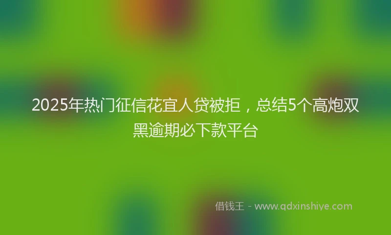 2025年热门征信花宜人贷被拒，总结5个高炮双黑逾期必下款平台