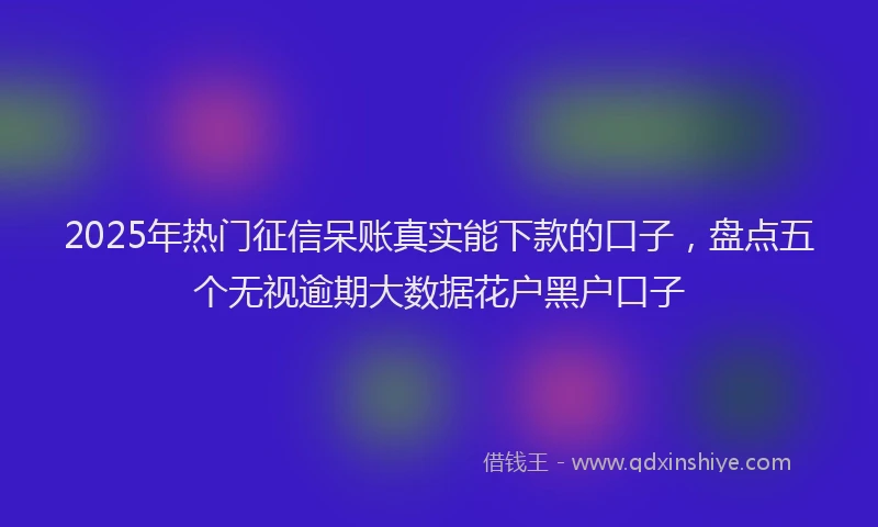 2025年热门征信呆账真实能下款的口子，盘点五个无视逾期大数据花户黑户口子