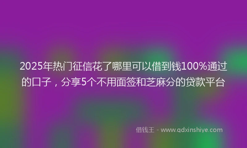 2025年热门征信花了哪里可以借到钱100%通过的口子，分享5个不用面签和芝麻分的贷款平台