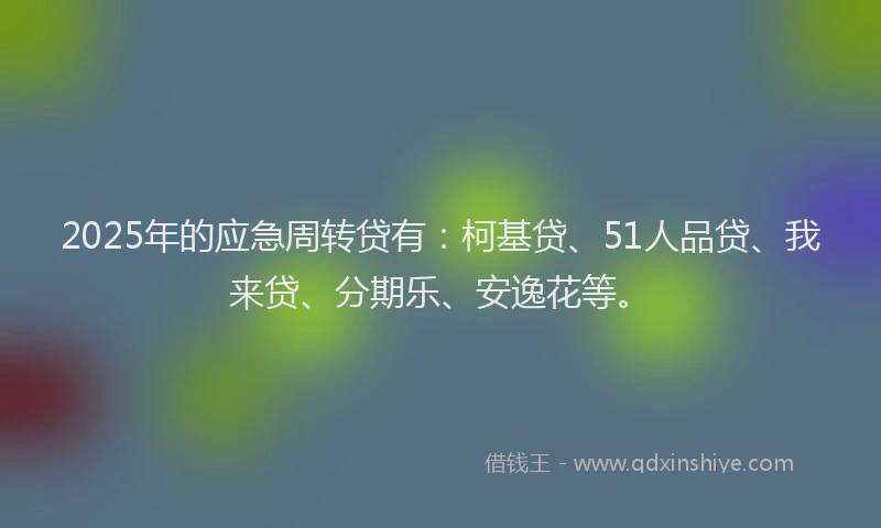 2025年的应急周转贷有：柯基贷、51人品贷、我来贷、分期乐、安逸花等。