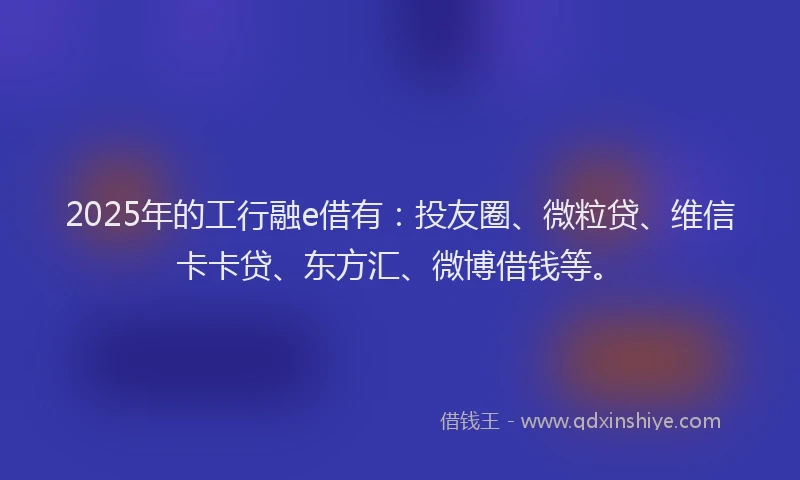 2025年的工行融e借有：投友圈、微粒贷、维信卡卡贷、东方汇、微博借钱等。