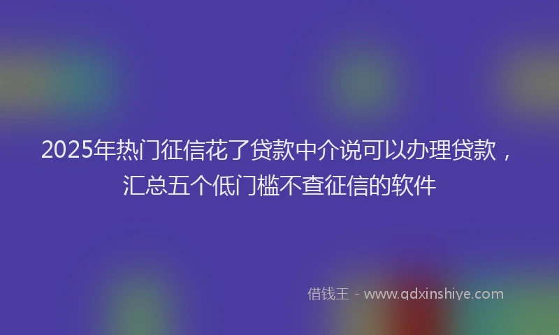 2025年热门征信花了贷款中介说可以办理贷款，汇总五个低门槛不查征信的软件