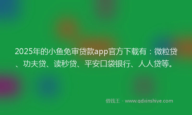 2025年的小鱼免审贷款app官方下载有：微粒贷、功夫贷、读秒贷、平安口袋银行、人人贷等。