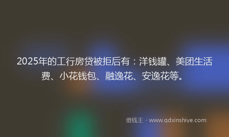 2025年的工行房贷被拒后有：洋钱罐、美团生活费、小花钱包、融逸花、安逸花等。